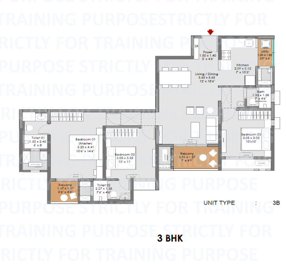 3 BHK Floor Plan